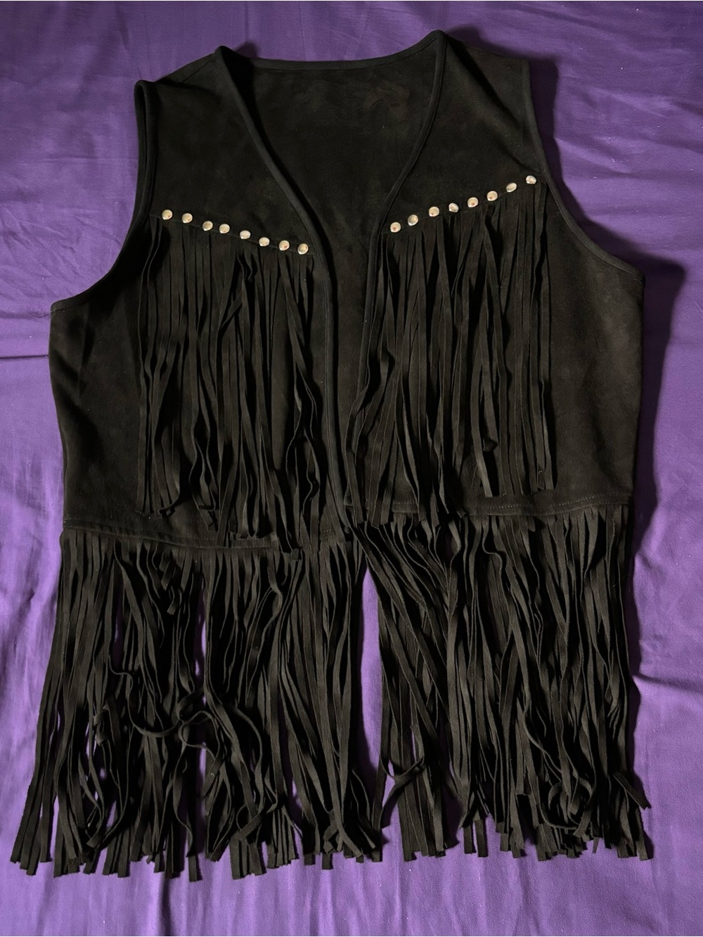 Halloween Western Black Fringe Open Front Vest